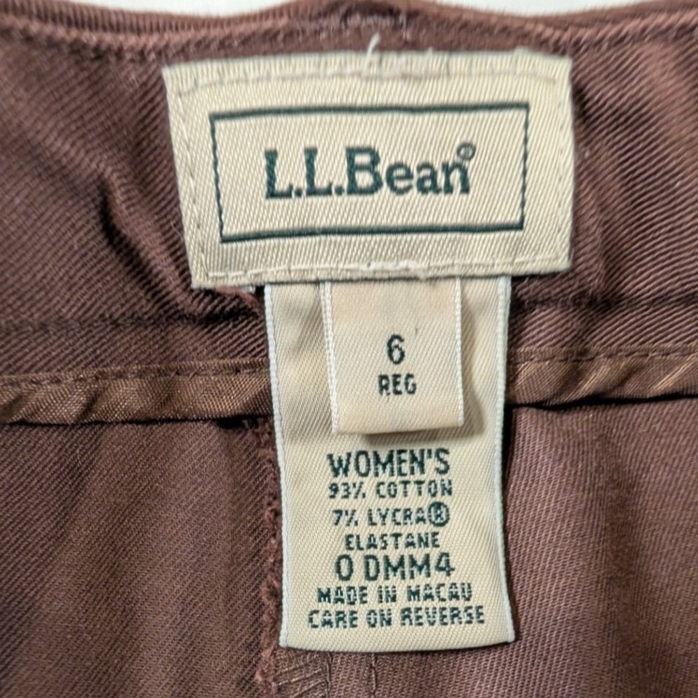 LL Bean Womens Brown Cotton Lycra Straight Crop Capri Pants Stretch Size 6 Reg - Picture 4 of 8